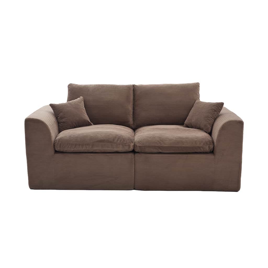 Sectional Sofa Brown Loveseat with Armrests, Sofa Couch Sleeper Sofa Convertible Couch 2 Seat Sofa Couch