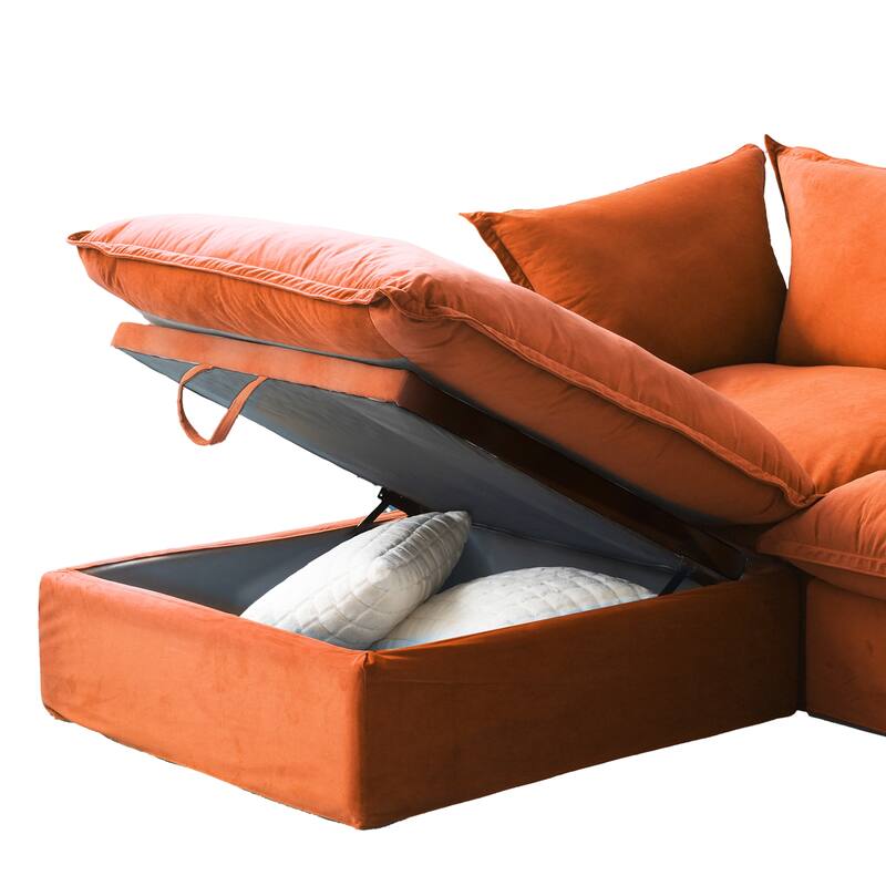 6 Piece U-shaped Velvet Upholstery Modular Sectional Sofa with 2 Ottoman