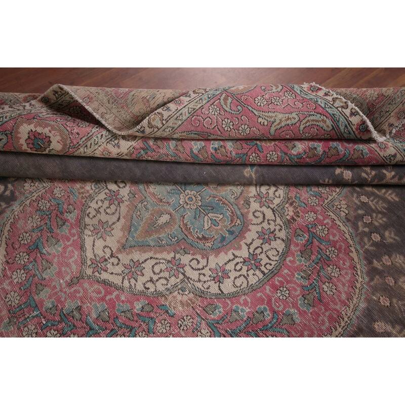 Tabriz Persian Vintage Rug Hand-Knotted Wool Carpet - 9'9"x 11'8"