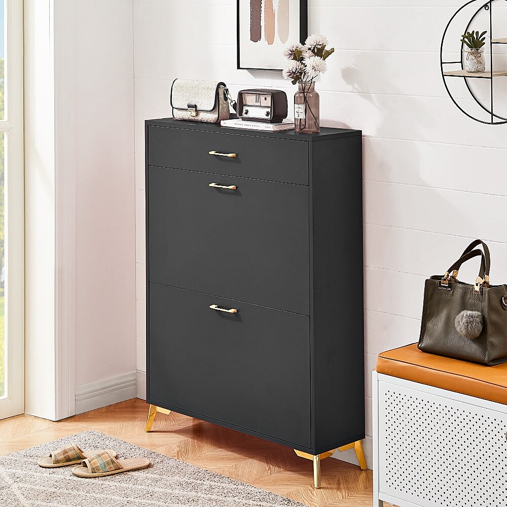 Wood Modern Shoe Cabinet with Flip Top Drawers Bed Bath Beyond 39177595