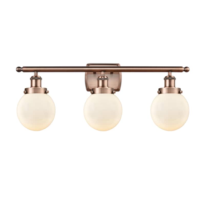 Innovations Lighting 916-3W-11-26 Beacon Vanity Beacon 3 Light 26" - Antique Copper / Matte White