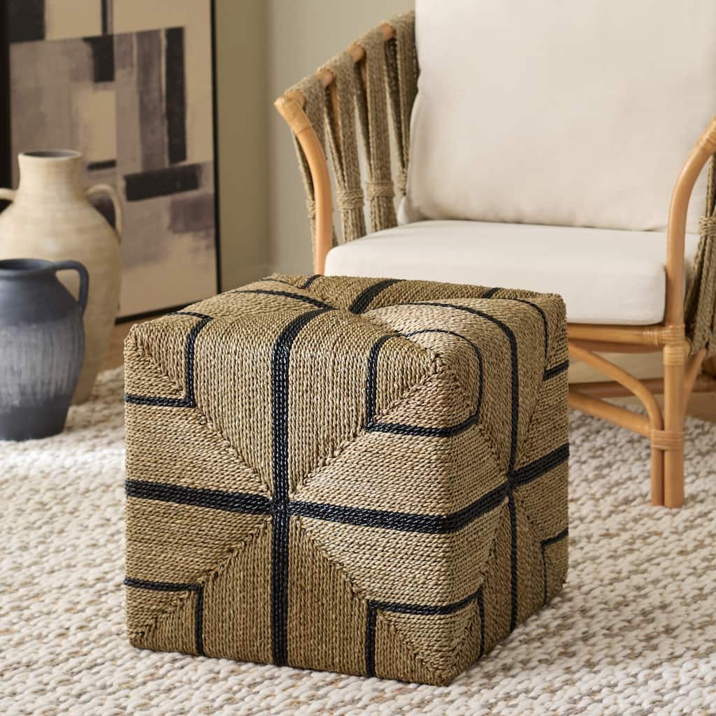 SAFAVIEH Couture Liatasha Woven Seagrass Ottoman