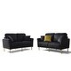 preview thumbnail 1 of 51, 2 Piece Living Room Sofa Set, Velvet Upholstered, Solid Manufactured Frame, Reversible Cushions, Metal Feet, Flared Armrests