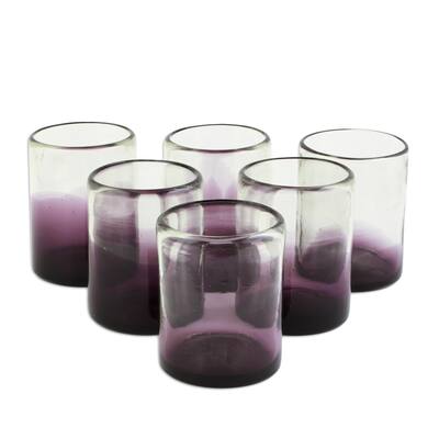 Novica Handmade Purple Pub Glass Rocks Glasses (Set Of 6)