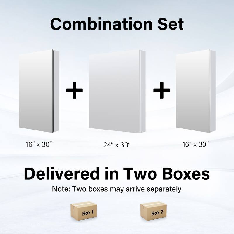 56''/64''W X 30''H Recessed Or Surface Wall Mount Bathroom Medicine Cabinet With Adjustable Glass Shelves