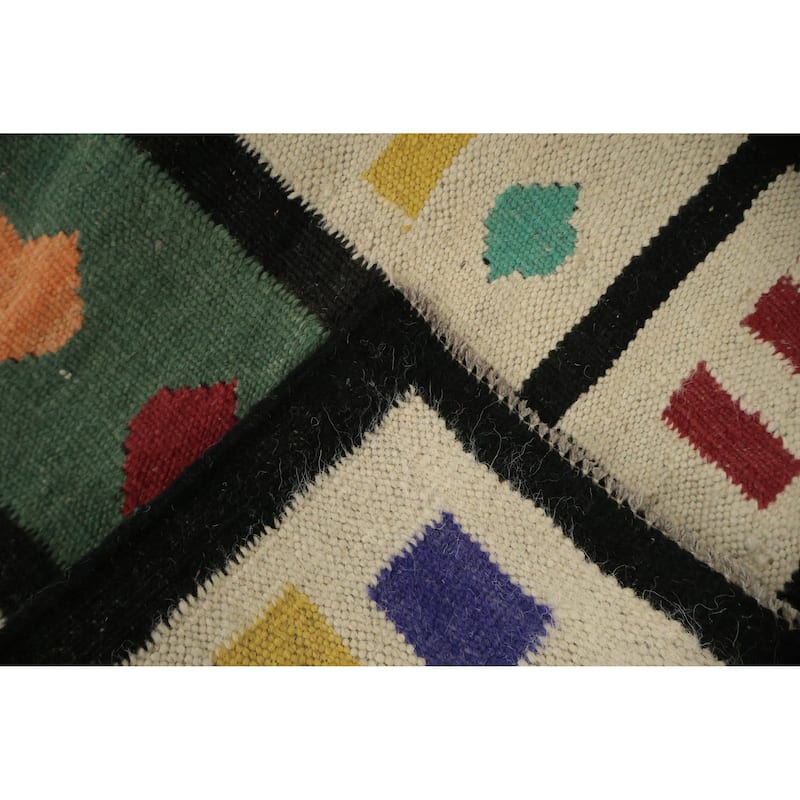 Hand Woven Oriental 100% Wool Carpet Southwestern Tribal Multi-Colored Kilim Area Rug - 14' 6'' X 6' 2''