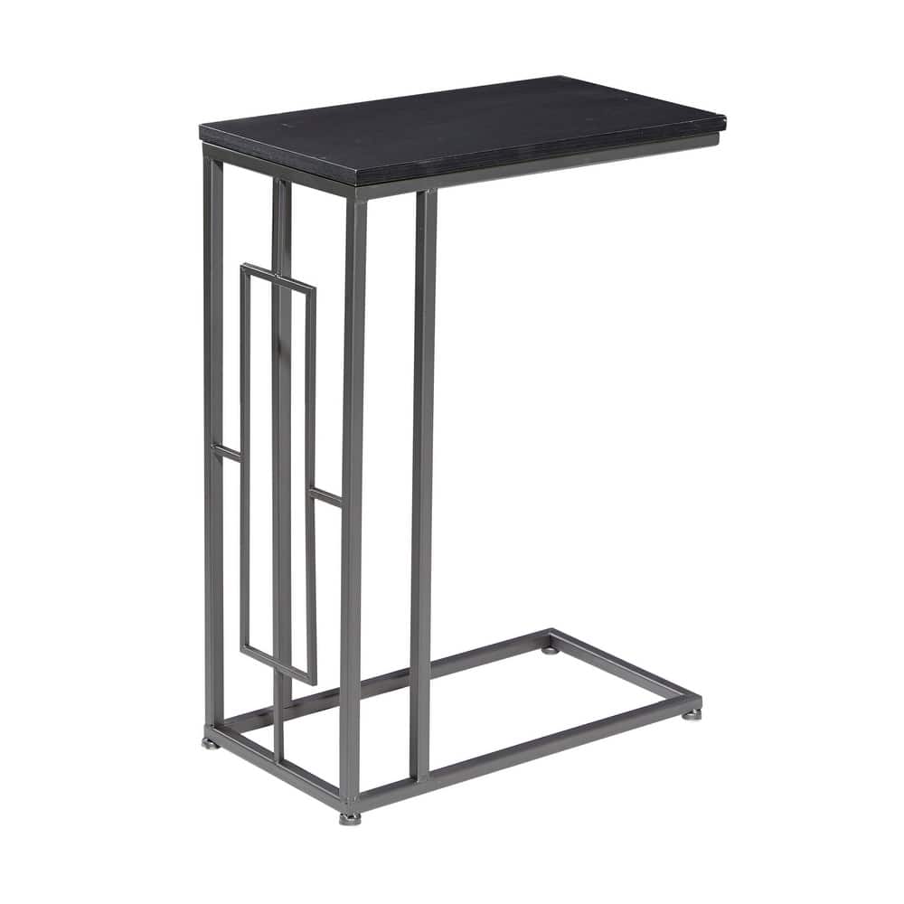 Metal C-Shaped Accent Table with Black Metal Base - Gray, Black, Cream, Light Brown or Dark Brown- Roche River Decor