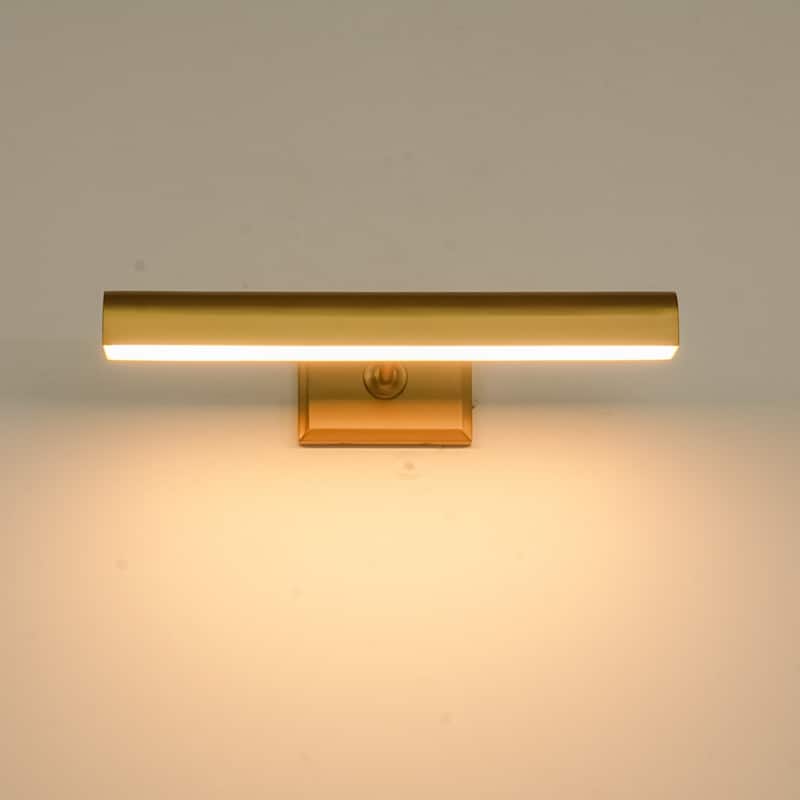 1-Light Brass/Matte Black/Chrome Dimmable Linear LED Iron Wall Light with Warm 3000K Light