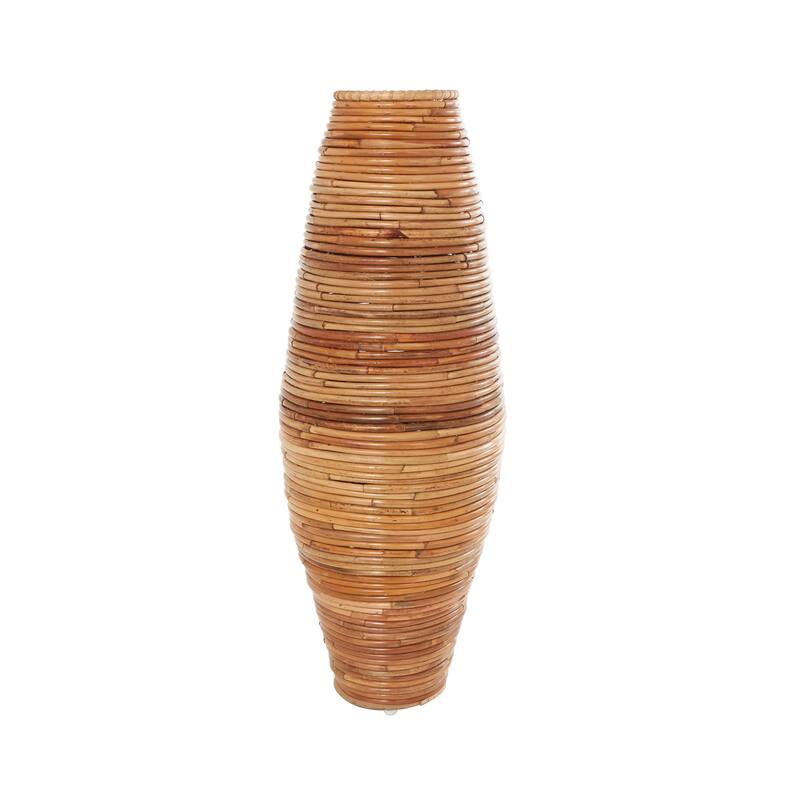 Brown Rattan Handmade Tall Wrapped Decorative Vase