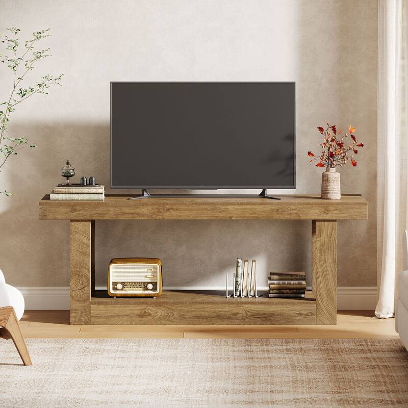 63 Inch TV Wooden Stand for with Open Storage