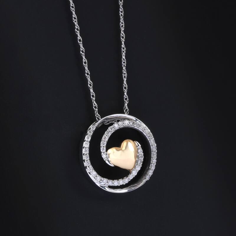 1/8ct TDW Diamond Swirl Heart Pendant in Silver for Women - Yellow