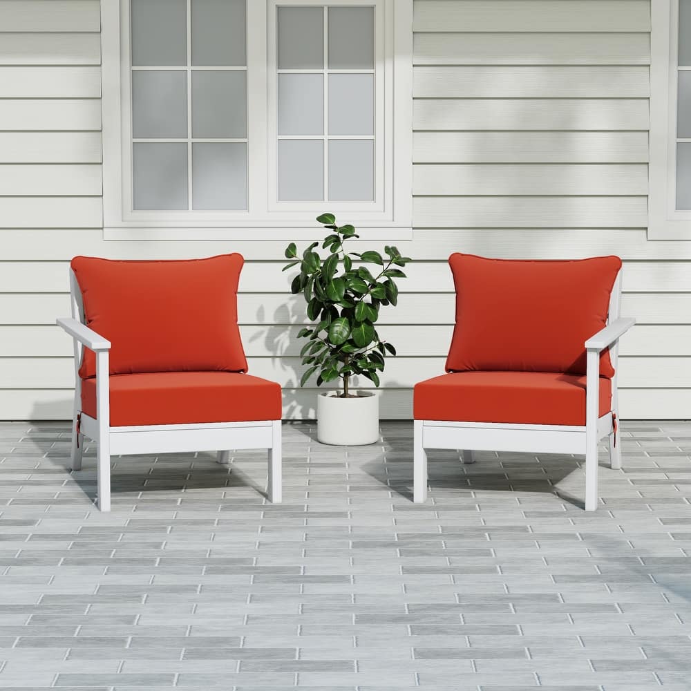 Birchwood All Weather HDPE Outdoor Patio Deep Seating White Loveseat (2-Piece)