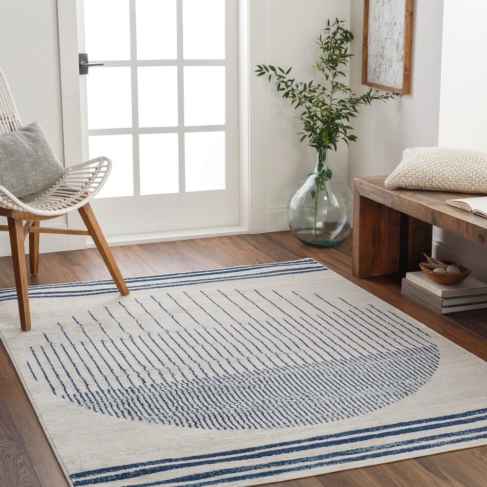 Livabliss Joel Mod Black/Ivory Ombre Geometric Striped Area Rug