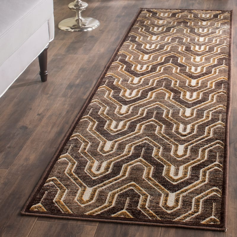 SAFAVIEH Paradise Kinneret Modern Viscose Rug - 2'2" x 8' Runner - Cream/Brown