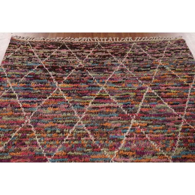 Trellis Moroccan Oriental Area Rug Hand-Knotted Wool Carpet - 6'0" x 9'8"