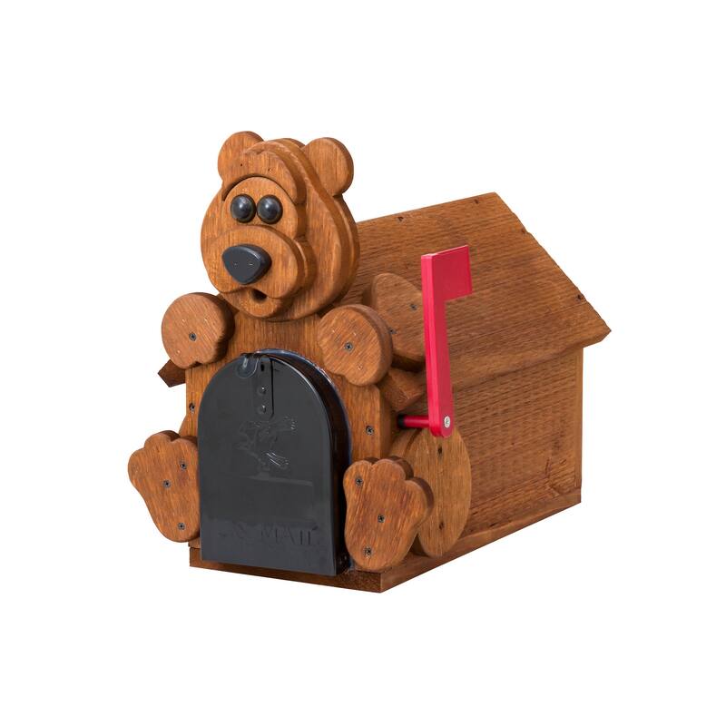 Rustic Bear Mailbox - Brown