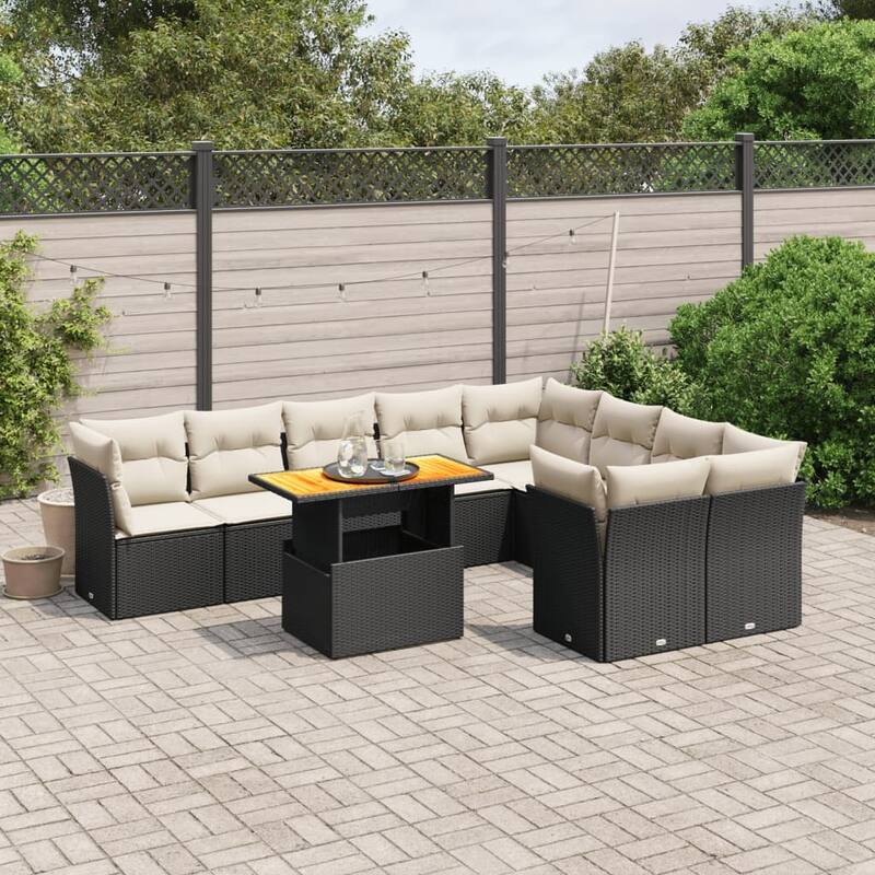 vidaXL Garden Sofa Set - 21.7 x 39.4 x 28.7 - Black - form2