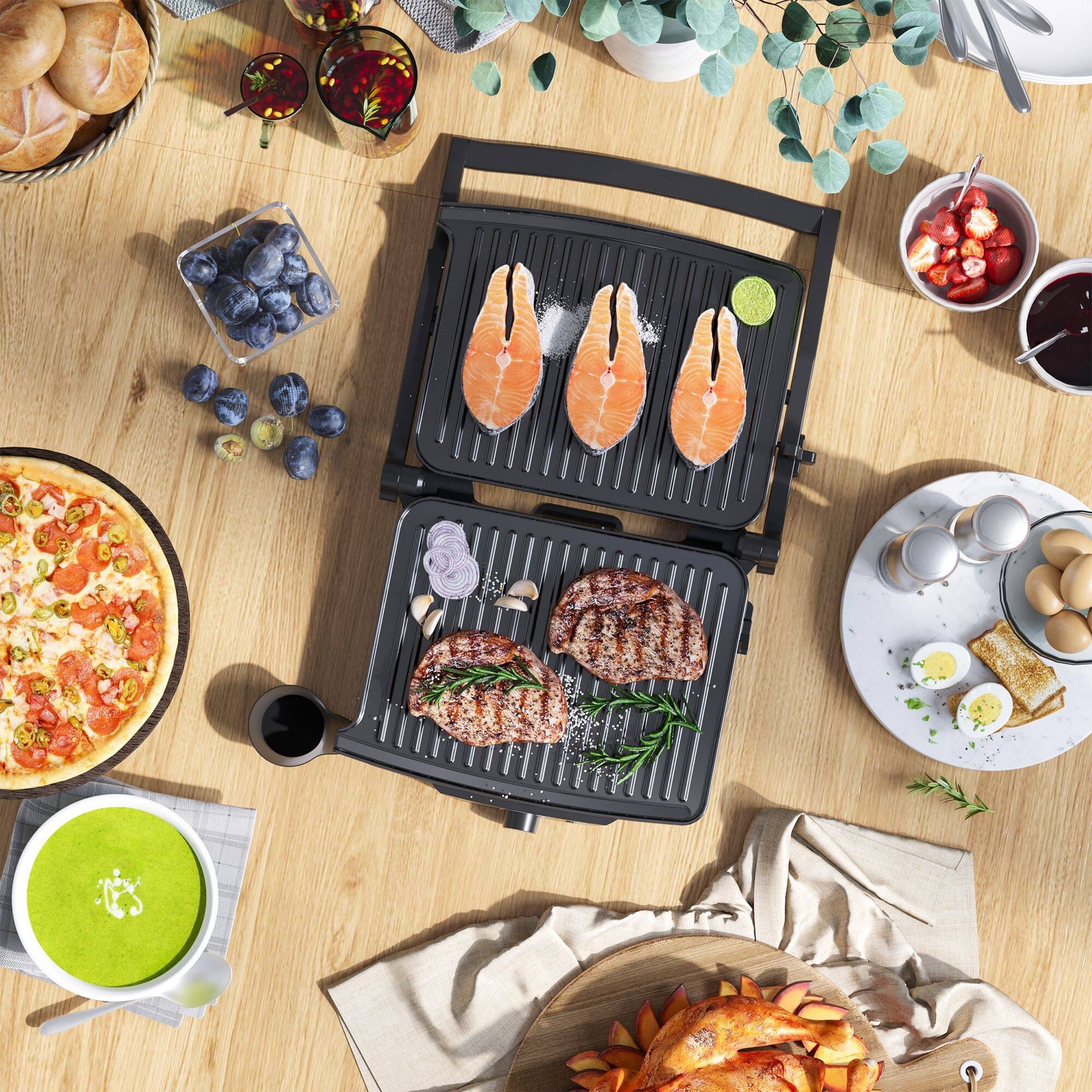 4 Slice Panini Press Grill, Stainless Steel Sandwich Maker with Non