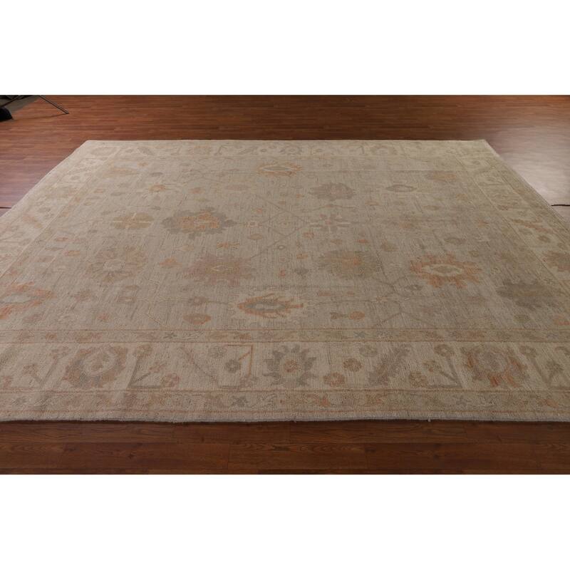 Vegetable Dye Oushak Area Rug Handmade Oriental Wool Carpet - 8'7" x 11'7"