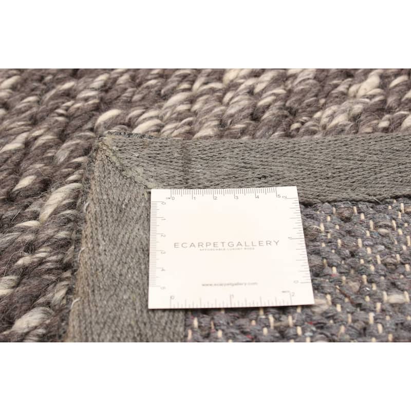 ECARPETGALLERY Braid weave Sienna Dark Grey Wool Rug - 5'3 x 7'3
