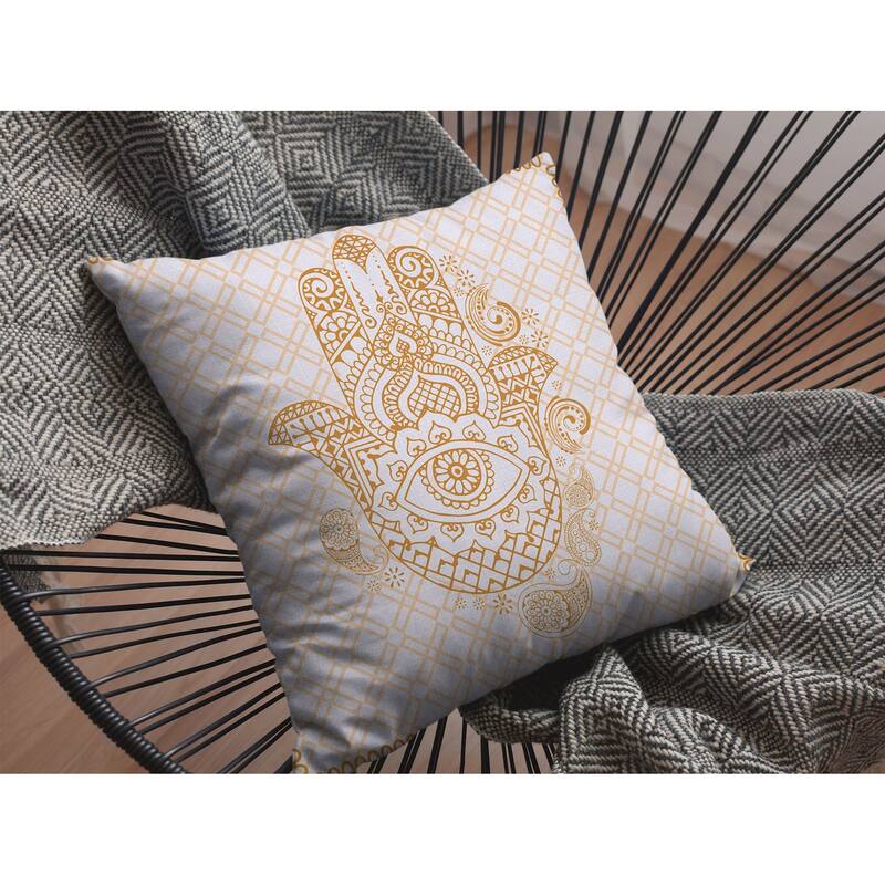 Amrita Sen Hamsa Hand Faux Suede Throw Pillow Zip