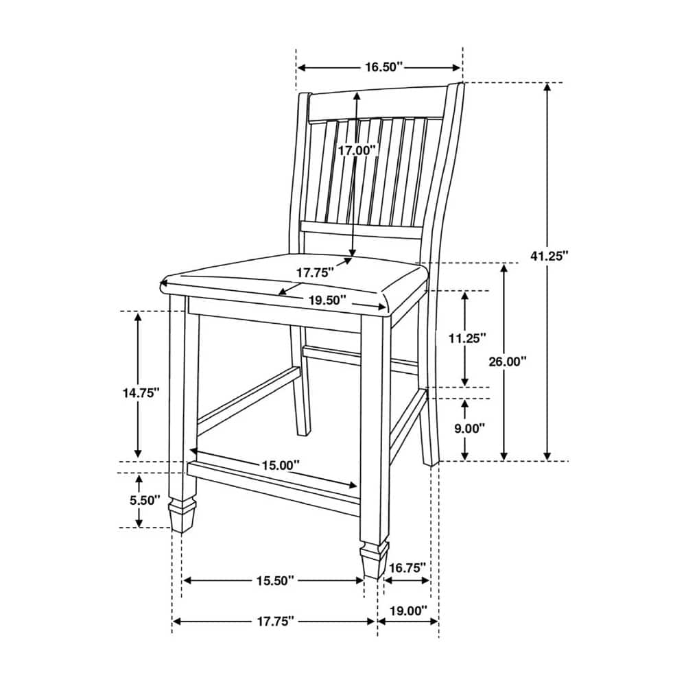 Set of 2 Slat Back Counter Height Chair