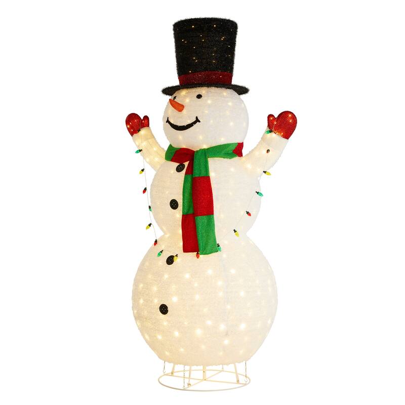 94.5"H Christmas 3D Foldable Fabric Snowman Lighting Decor