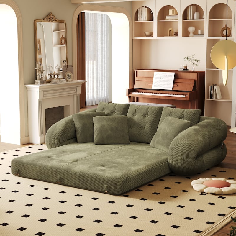 Foldable Corduroy Sleeper Sofa Bed