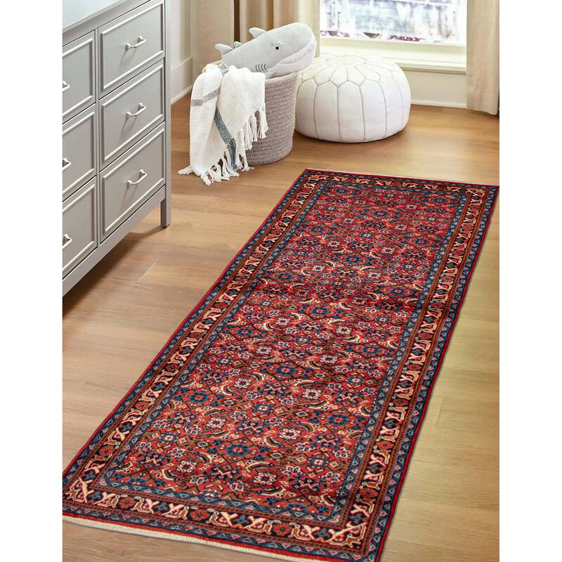 ECARPETGALLERY Hand-knotted Andelz Red Wool Rug - 3'3 x 9'7
