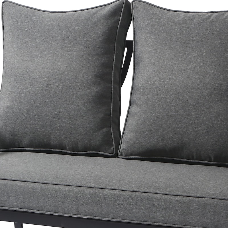 DREAMSIDEA Outdoor Metal Cushioned Loveseat Sofa
