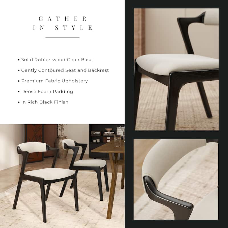 Roundhill Furniture Lavin Walnut Finish Upholstered Dining Chairs, Set of 2