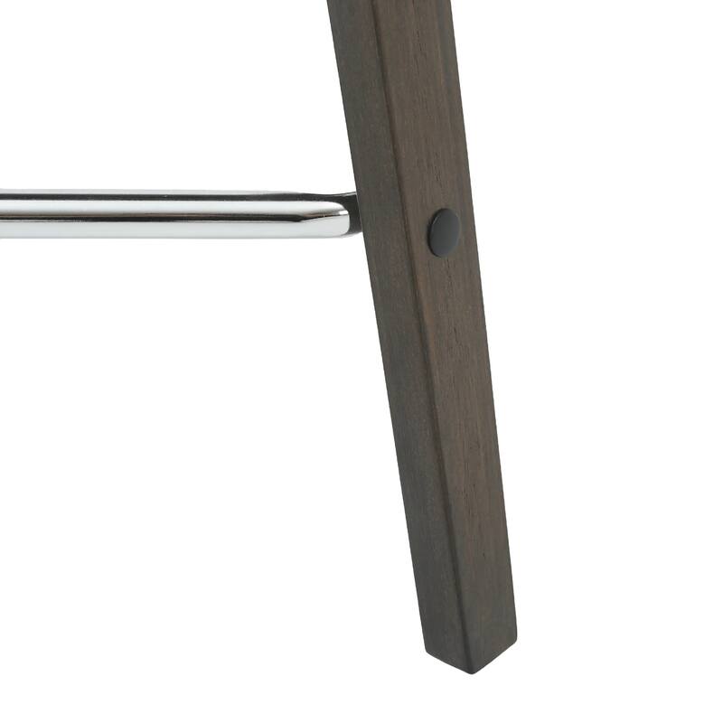 Pelya Leather Swivel Square Counter Stool with Wood Legs and Chrome Footrest for Kitchen Island or Dining Area Set of 2