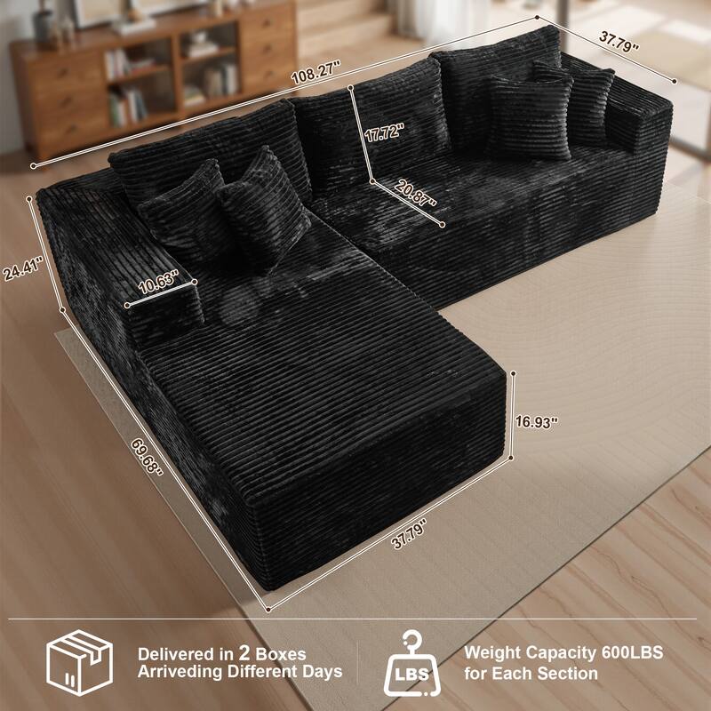 OVIOS All-Foam Plush L-Shaped Sofa​