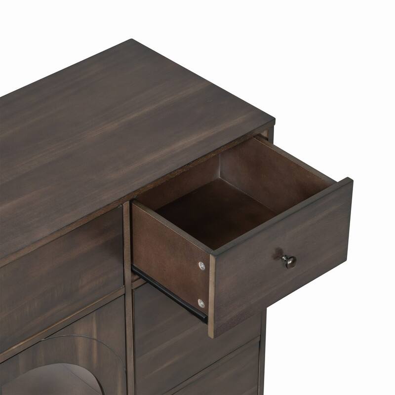 55.1" Large Storage Cabinet with 2 Doors and 7 Drawers for Living and Dining Room Organization