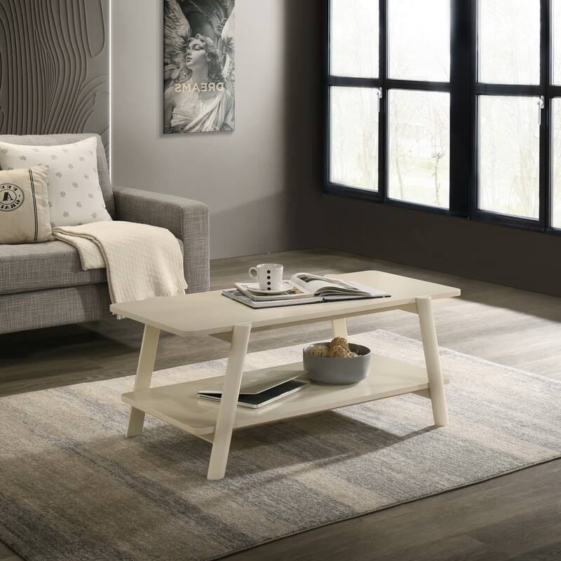 3-Piece Coffee Table Set, Coffee Table and Two End Tables, Off-White Finish