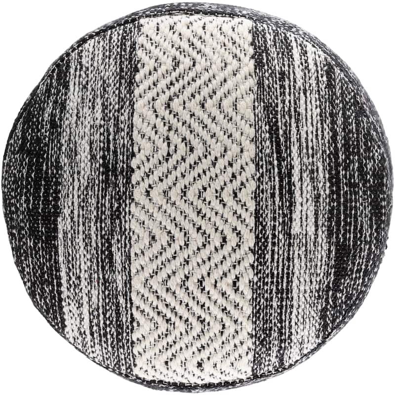 Surya Nessa Woven Heathered Stripe 16-inch Cylinder Pouf