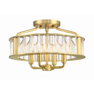 Libby Langdon for Crystorama Farris 4 Light Aged Brass Ceiling Mount - 16.5"W x 10.5"H x 16.5"D