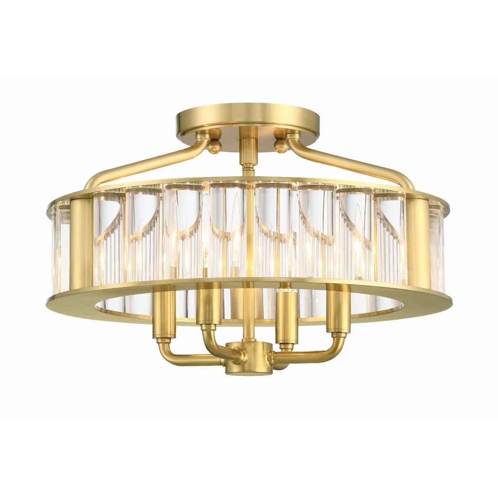 Libby Langdon for Crystorama Farris 4 Light Aged Brass Ceiling Mount - 16.5"W x 10.5"H x 16.5"D