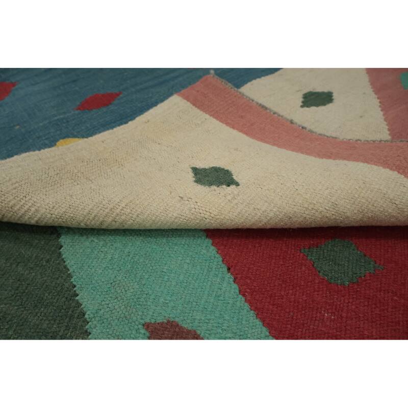 Hand Woven Oriental 100% Wool Carpet Southwestern Modern Multi-Colored Kilim Area Rug - 8' 10'' X 4' 11''