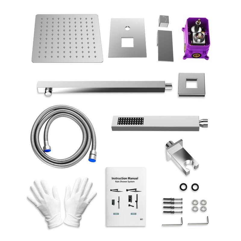 GRANDJOY Shower System 10" High Pressure Rainfall Shower Head with Handheld Spray Combo