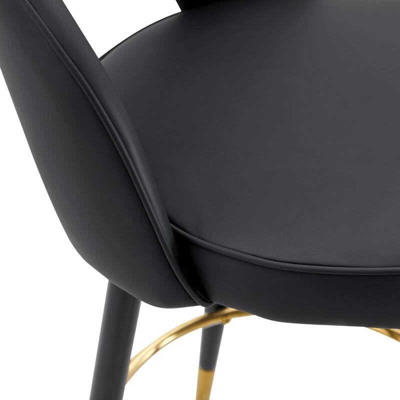 360°Rotatable Bar Chair, Modern Pu Comfortable Upholstered Bar Chair With Metal Legs For Dining Room, Kitchen, Set Of 2