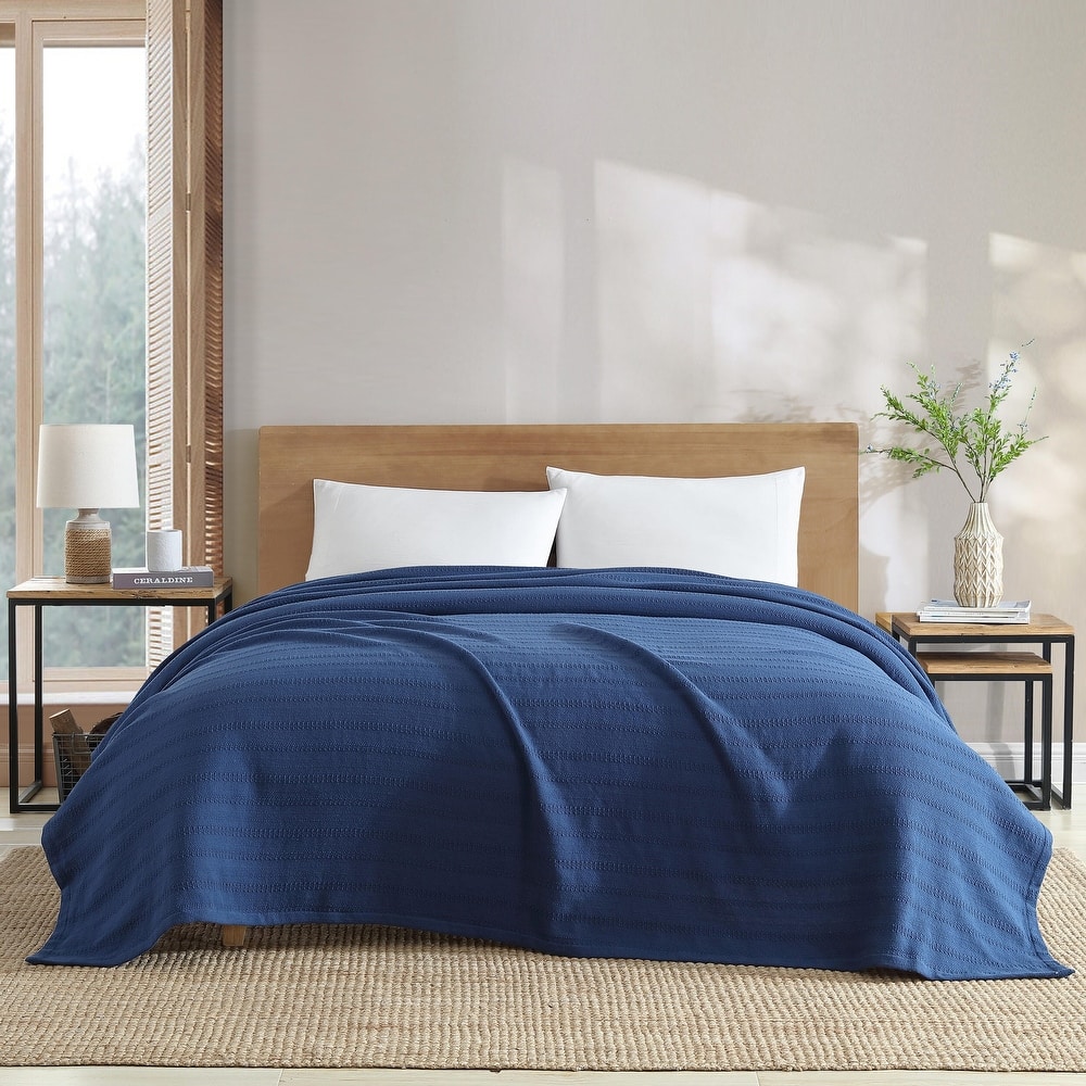 Eddie Bauer Variegated Weave Stripe Cotton Reversible Blanket