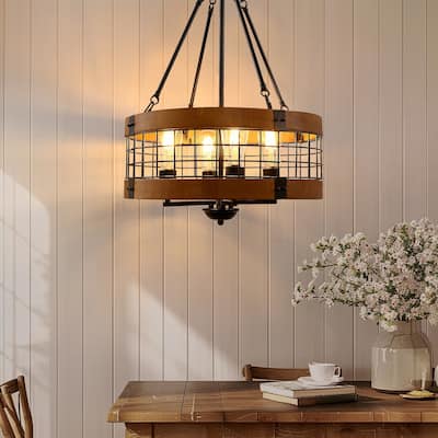 Farmhouse Chandelier for Dining Room, Kitchen Island Lighting, Vintage Hanging Pendant Light Fixtures for Entryway Foyer Hallway