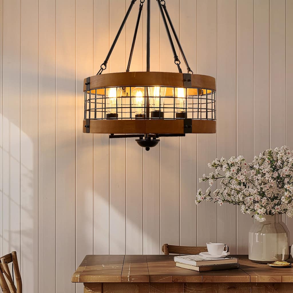 Farmhouse Chandelier for Dining Room, Kitchen Island Lighting, Vintage Hanging Pendant Light Fixtures for Entryway Foyer Hallway