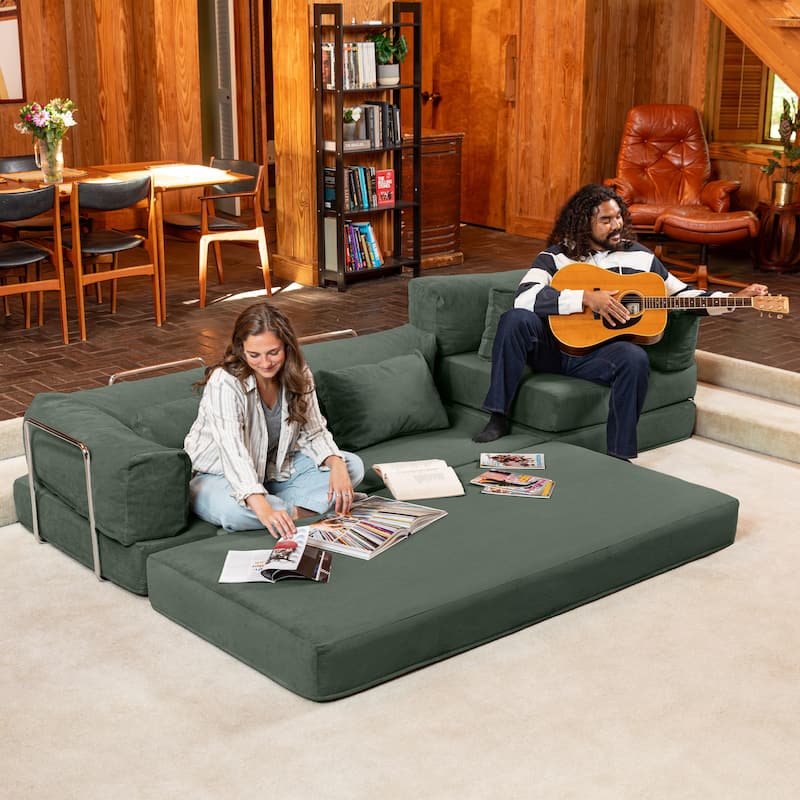 Jaxx Unsofa Modular Convertible Sectional Sofa with Fold Out King Sleeper Bed