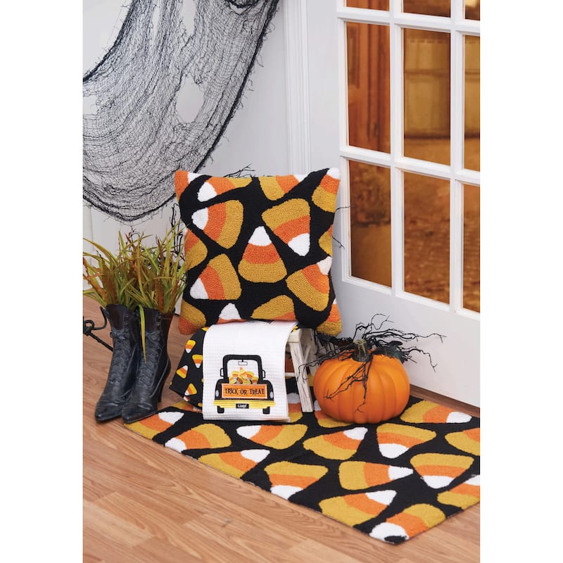 Candy Corn Crazy Cotton Embroidered Halloween Flour Sack Kitchen Towel