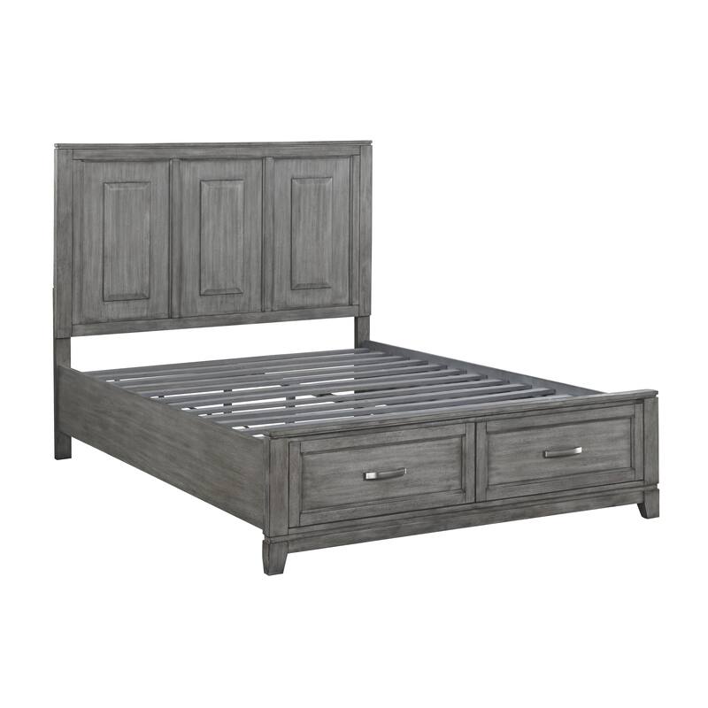 Gray Finish 3pc Bedroom Set Platform Storage Bed and Two Nightstands