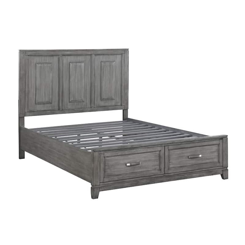 Rustic Style Bedroom 3pc Set Gray Finish Platform Bed Chest Nightstand
