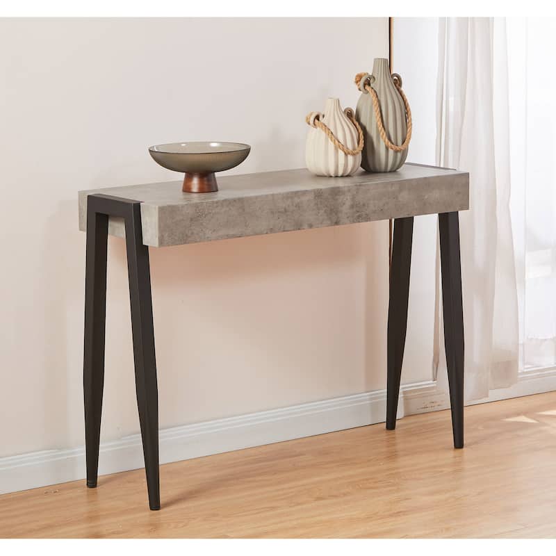 Camden Black Gray Marble Wood Metal Modern Console Table - Black and Gray