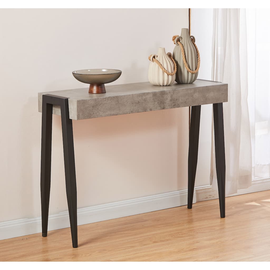 Camden Black Gray Marble Wood Metal Modern Console Table